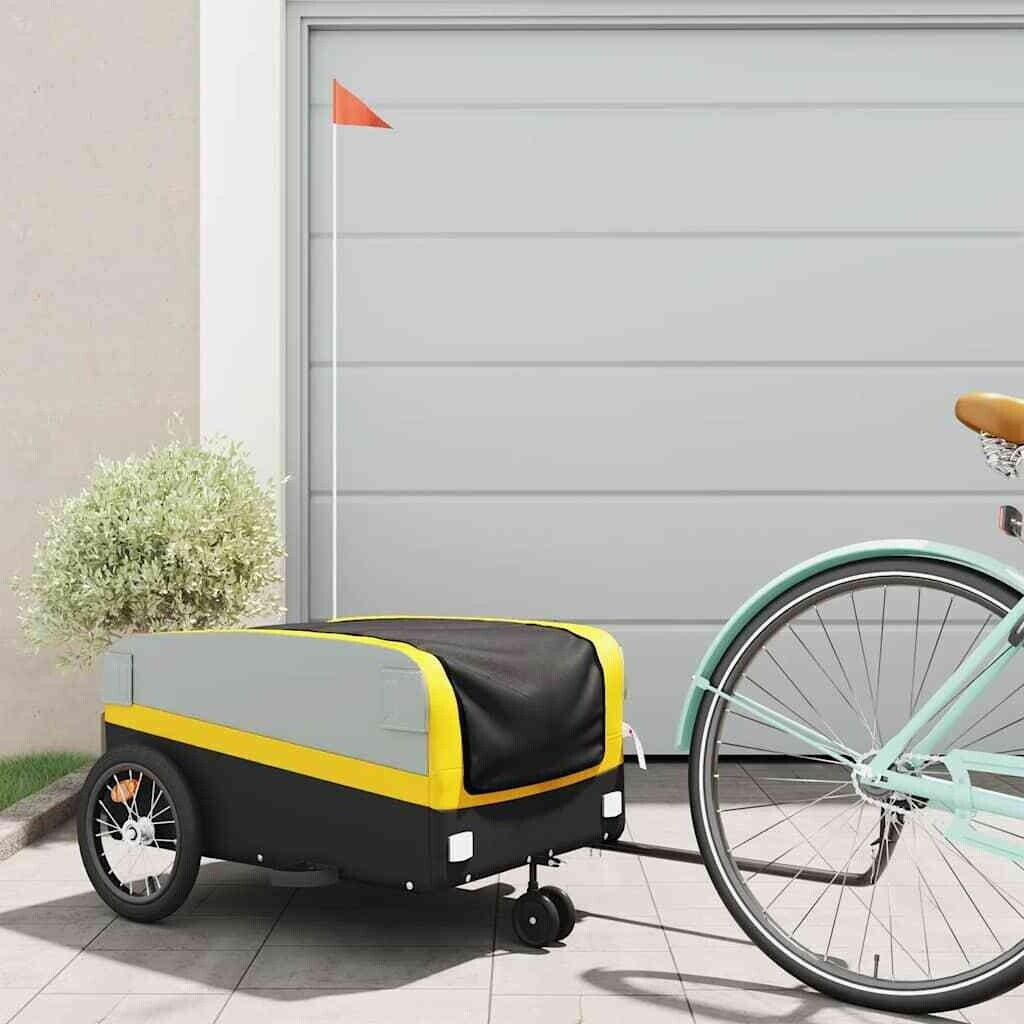 vidaXL Bike Trailer Black and Yellow 45 kg Iron (94071)