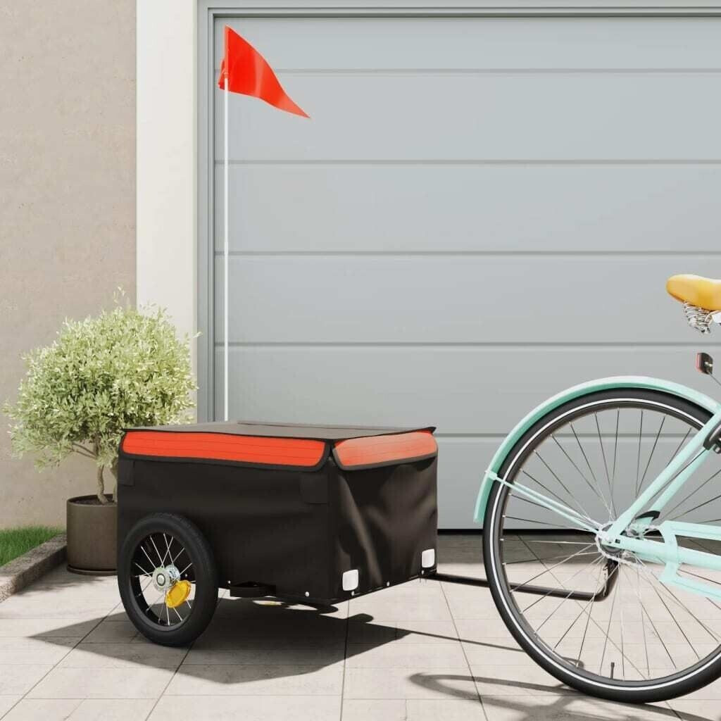 vidaXL Bike Trailer Black and Orange 30 kg Iron (94075)