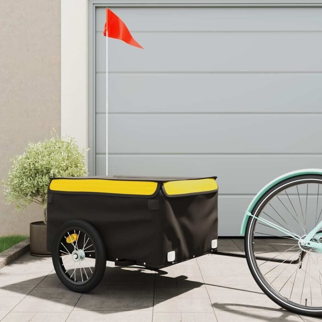 vidaXL Bike Trailer Black and Yellow 45 kg Iron (94085)