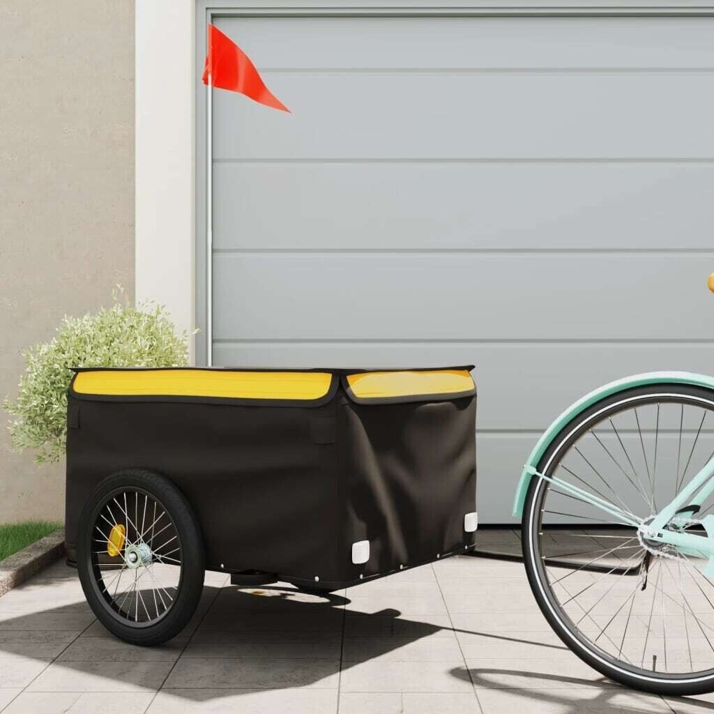 vidaXL Bike Trailer Black and Yellow 45 kg Iron (94092)