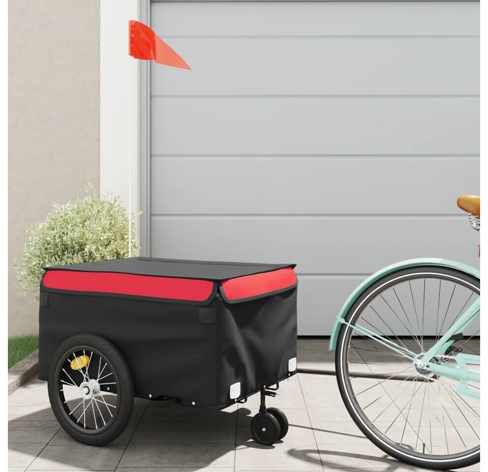 vidaXL Remorque de Vélo Noir et Rouge 45 kg en Fer (94104)