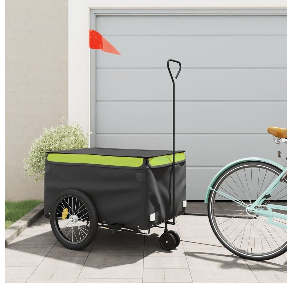 vidaXL Bike Trailer Black and Green Iron (94116)