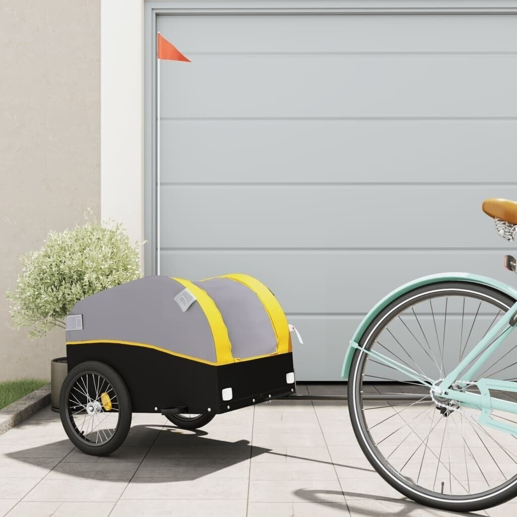 vidaXL Bike Trailer Black and Yellow 30 kg Iron