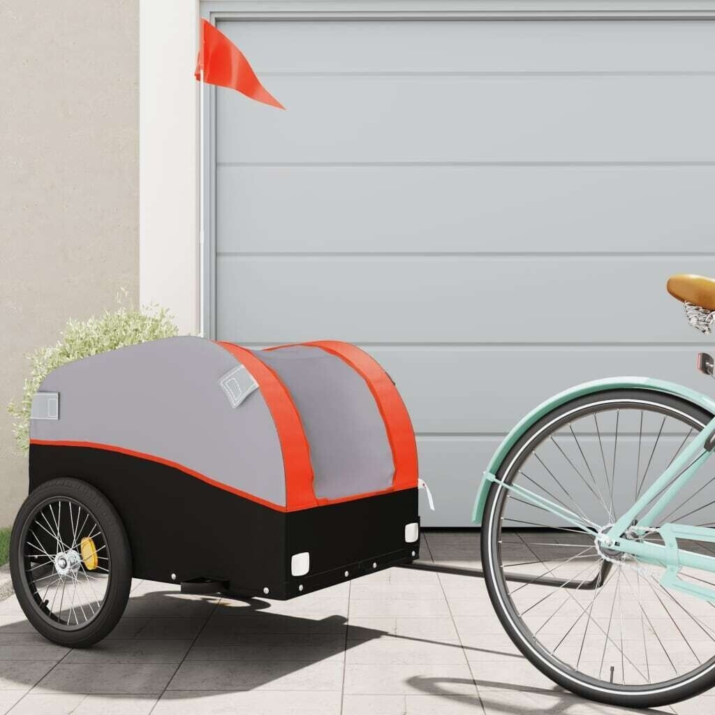 vidaXL Bike Trailer Black and Orange 45 kg Iron (94124)