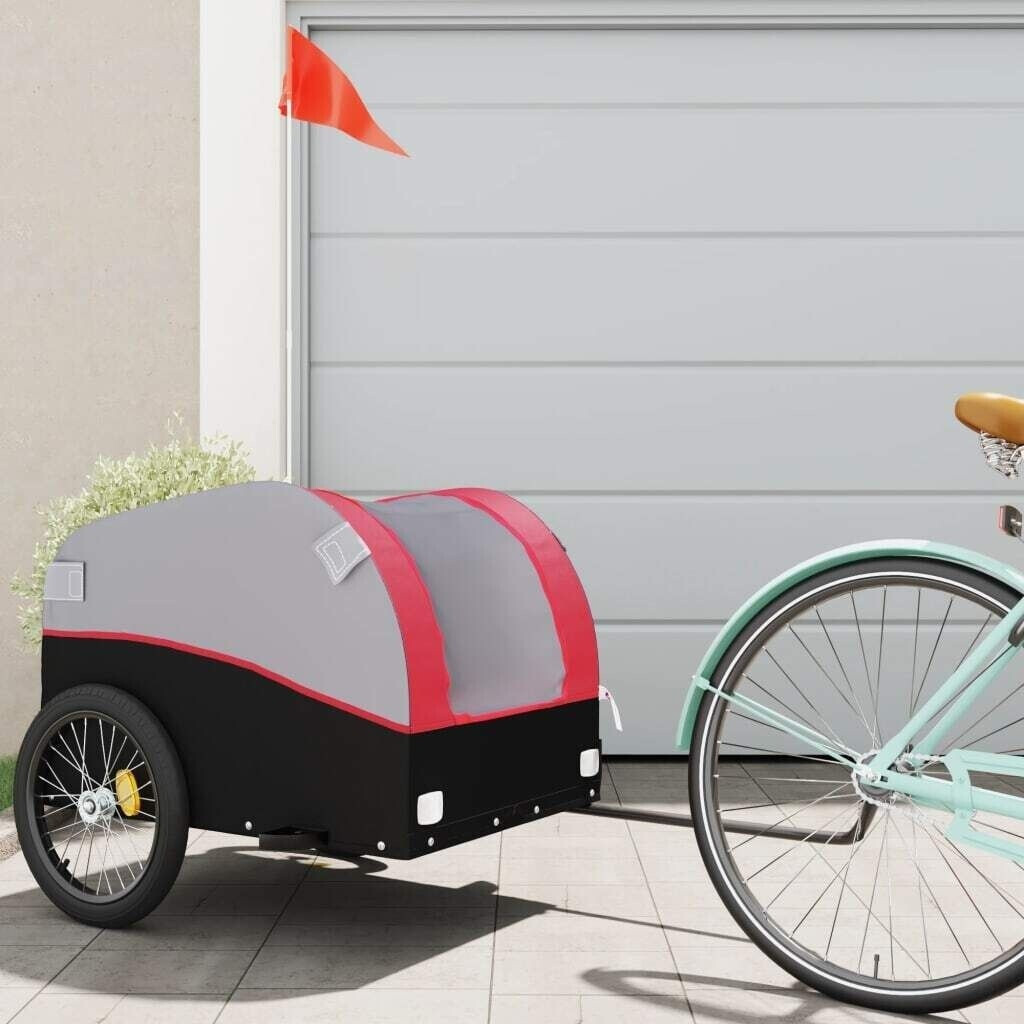 vidaXL Bike Trailer Black and Red 45 kg Iron (94125)
