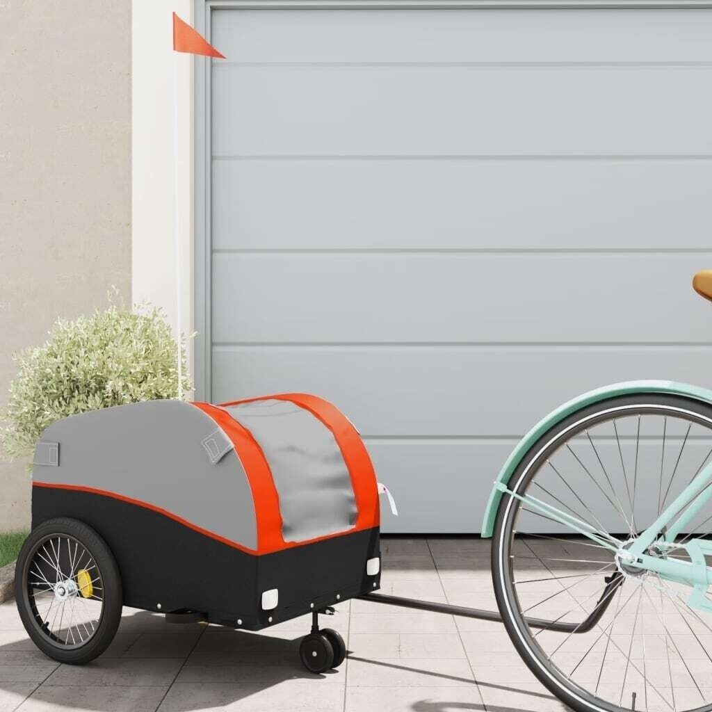 vidaXL Bike Trailer Black and Orange 30 kg Iron (94138)