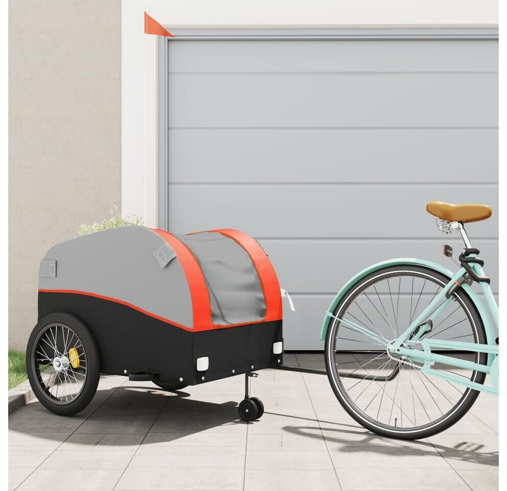 vidaXL Bike Trailer Black and Orange 45 kg Iron (94152)