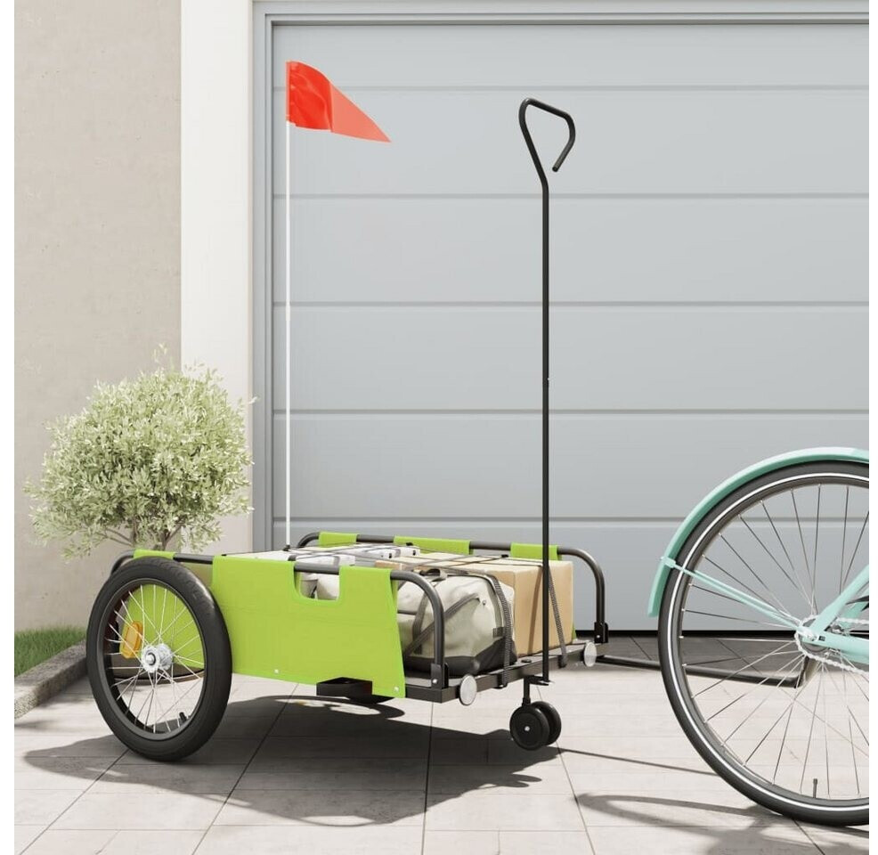 vidaXL Bike Trailer Green and Black Oxford Fabric and Iron (94200)