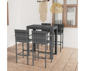 vidaXL 5-tlg. Garten-Bar-Set mit Armlehnen Poly Rattan Grau
