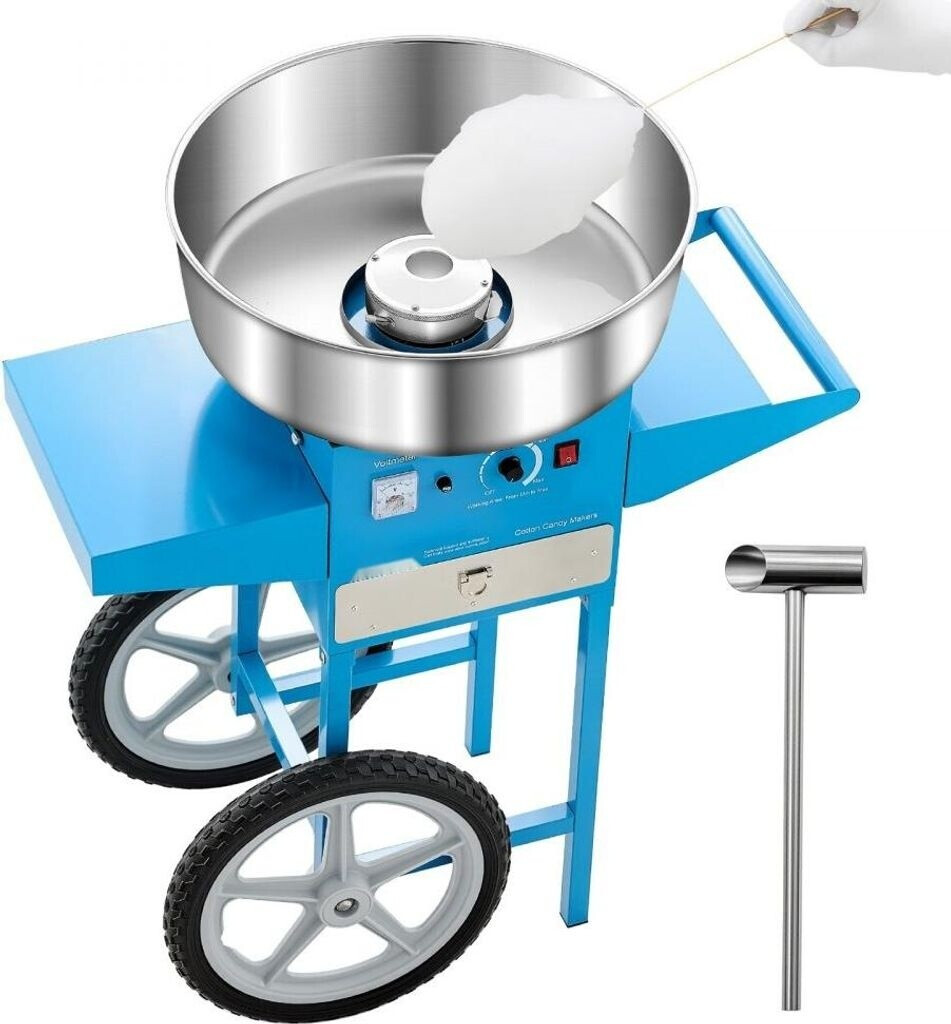 StarTech Professionelle Zuckerwattemaschine 1000W mit Wagen Blaue kommerzielle Zuckerwattegeräte