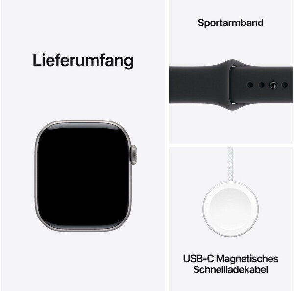 Apple Watch Series 11 GPS 42mm Aluminium Space Gray Sport Band Black S/M, Bild 8