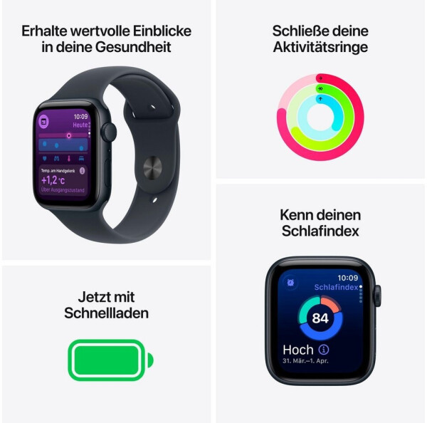 Apple Watch SE 3 GPS 44mm Midnight Sport Band Midnight S/M, Bild 3