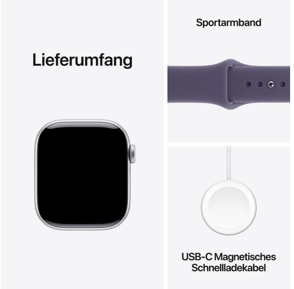 Apple Watch Series 11 5G 42mm Aluminium Silver Sport Band Purple Fog S/M, Bild 8