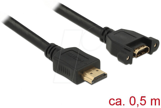 DeLock HDMI A/M to A/F Cable 4K 30Hz 0.5m Black