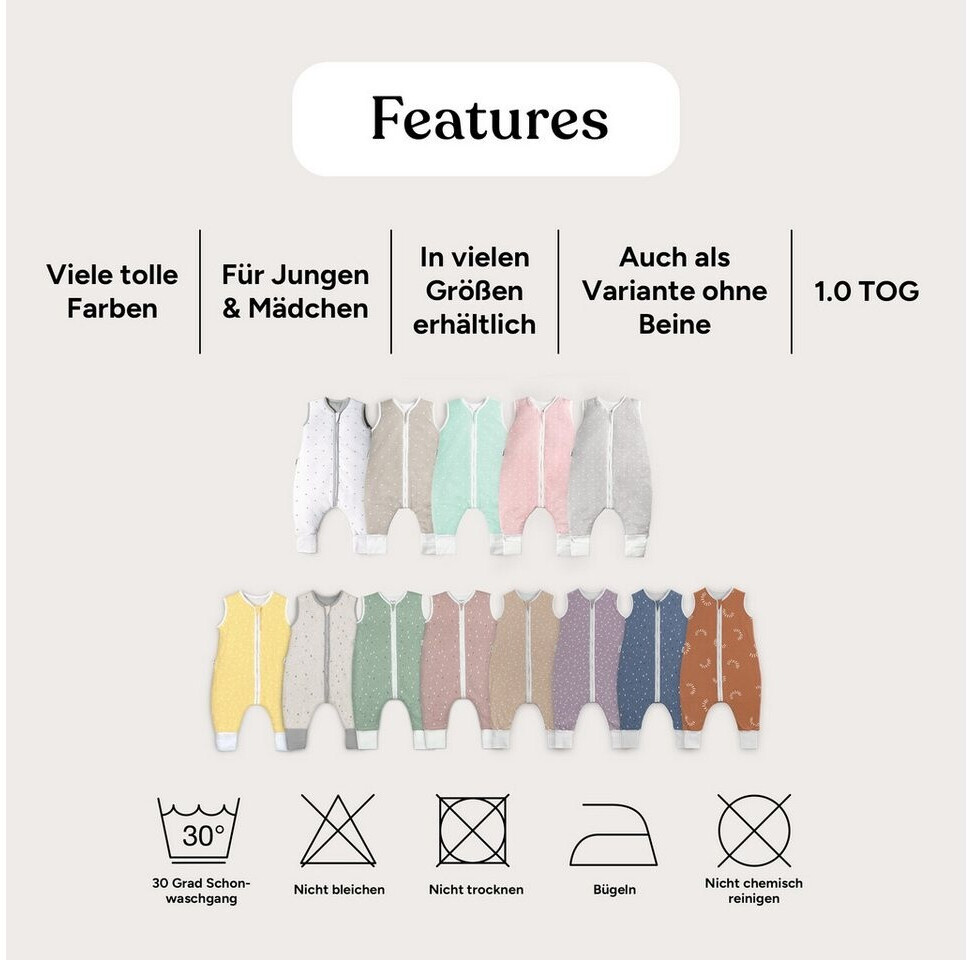 Ehrenkind Schlafsack mit Beinen Sommer 1.0 TOG Natur Tropfen ab 39.9  |  Vergleiche 4 Angebote auf idealo.de