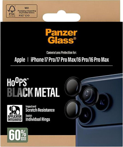 PanzerGlass Hoops Schwarz Kameraschutz iPhone 17 Pro | iPhone 17 Pro Max | iPhone 16 Pro | 16 Pro Max, Bild 3