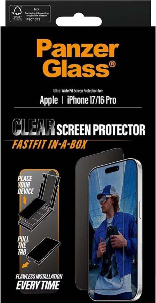 PanzerGlass Displayschutz iPhone 17 | iPhone 16 Pro | Ultra-Wide Fit m. FASTFIT IN-A-BOX, Bild 3