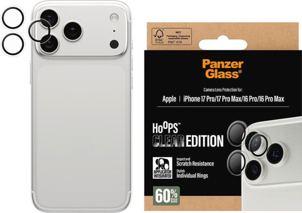 PanzerGlass Hoops Transparent Kameraschutz iPhone 17 Pro | iPhone 17 Pro Max | iPhone 16 Pro | 16 Pro Max, Bild 3