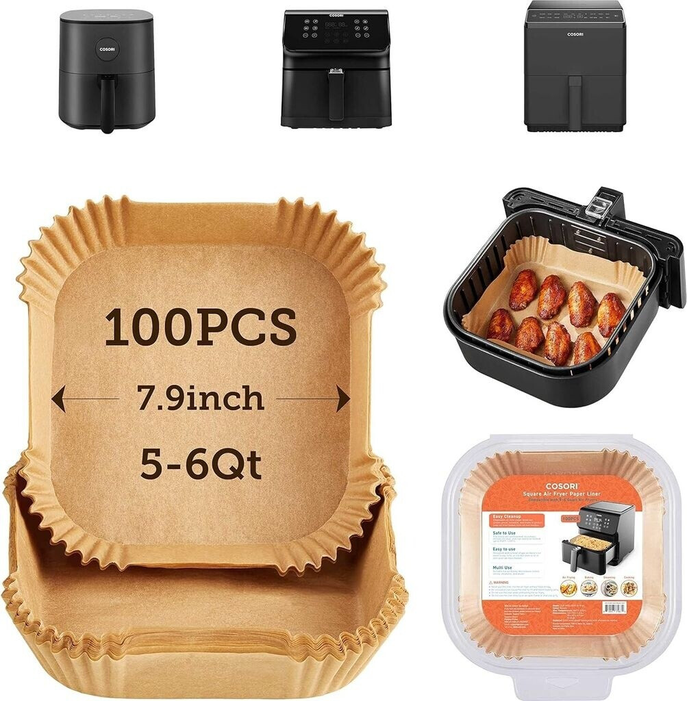 200 Stück Luftfritteusen-Einlagen Aus Pergamentpapier – 22,1 Cm Quadratisch, Antihaft, Hitzebeständig Bis 220°C
