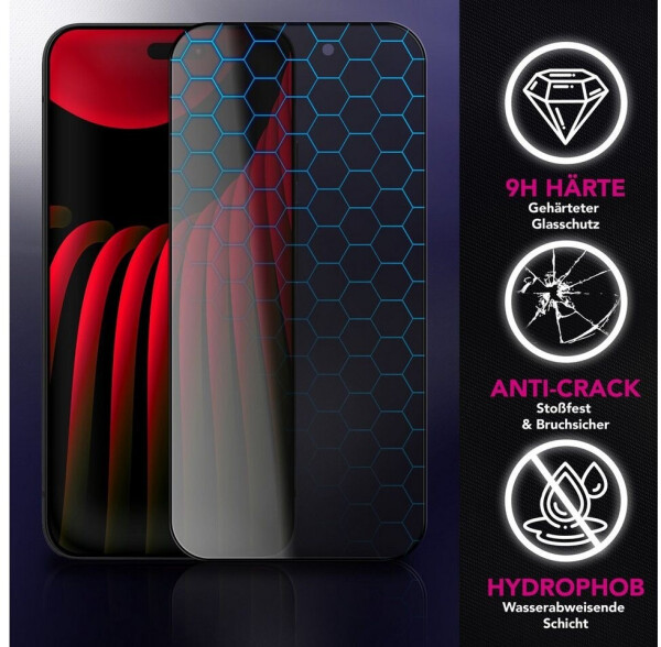 NALIA " Schutzglas AntiSpyX - Privacy Display Glas 9H Härte - Anti-Spy Screen Protector Tempered Glass (1 Stück Apple iPhone 17 Pro) Schwarz", Bild 2