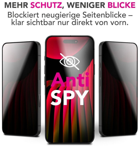 NALIA " Schutzglas AntiSpyX - Privacy Display Glas 9H Härte - Anti-Spy Screen Protector Tempered Glass (1 Stück Apple iPhone 17 Pro) Schwarz", Bild 3