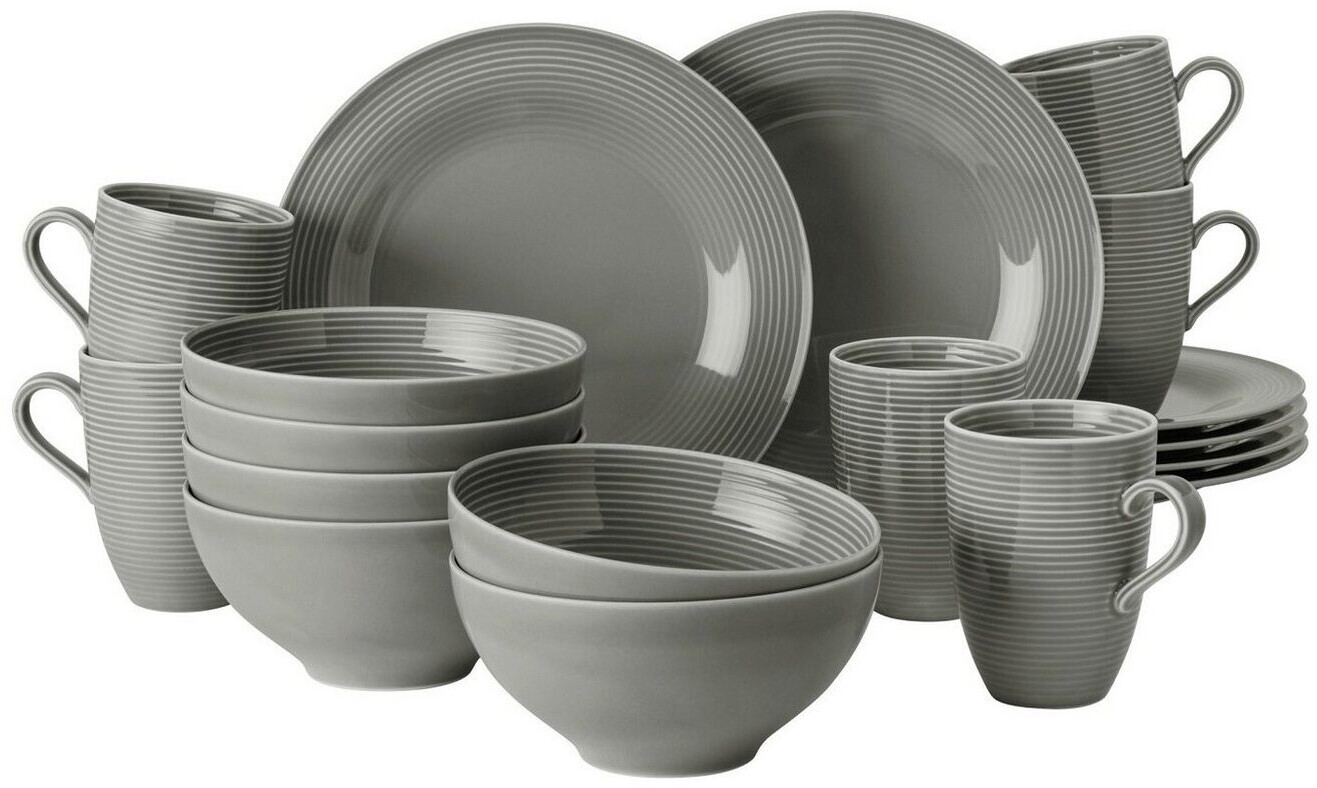 Seltmann Weiden Beat Servizio Da Tavola 12 Pezzi - Piatti In Grigio Perla, Blu Artico E Verde Salvia - Lavastoviglie E Microonde