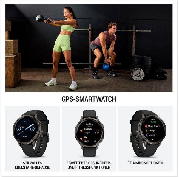 Garmin Venu 4 41mm Schwarz/Schiefergrau Silikon-Armband, Bild 2