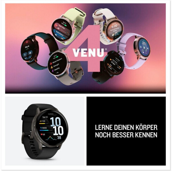 Garmin Venu 4 45mm Schwarz/Schiefergrau Silikon-Armband, Bild 8