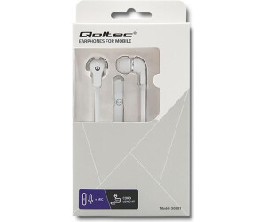 Qoltec In-Ear Kopfhörer Mit Mikrofon – Kabelgebunden, Weiß, 3,5 Mm Anschluss, 1,2 M Kabel