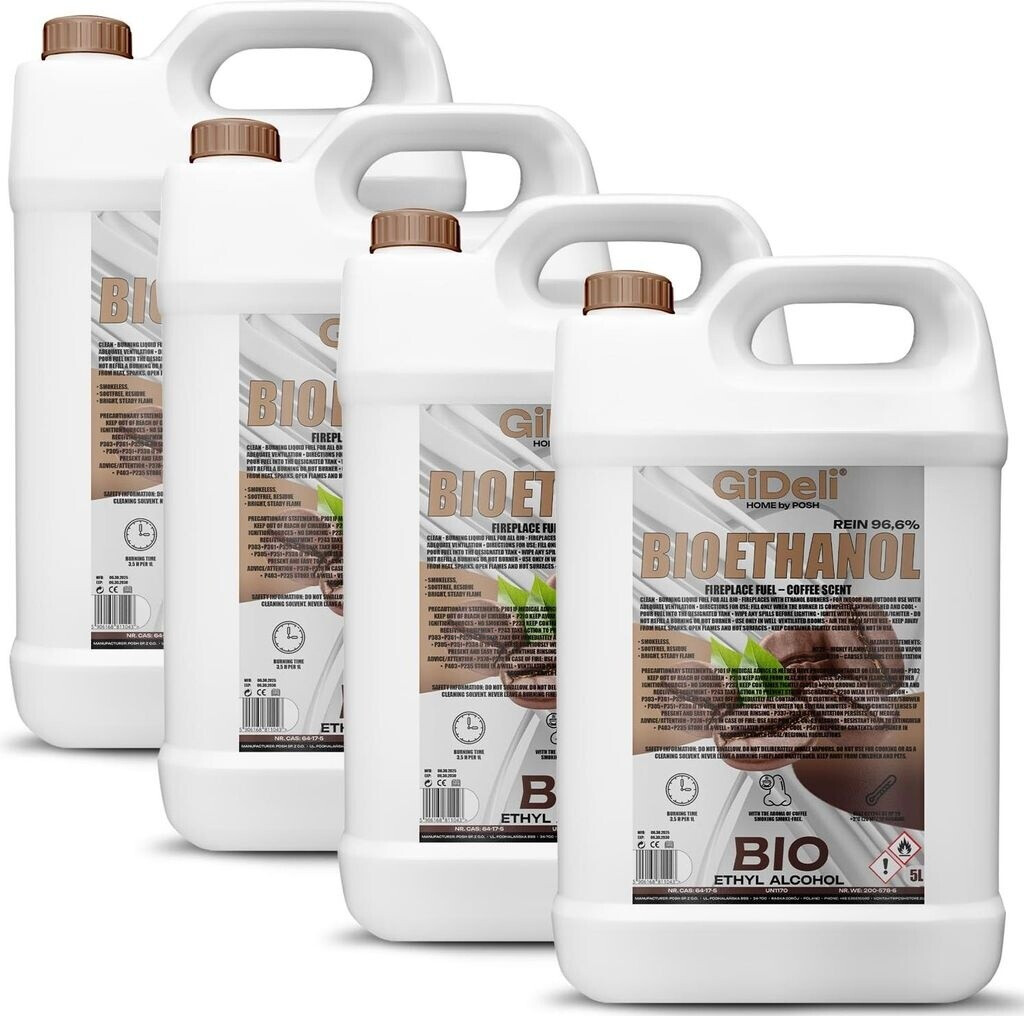Bio-éthanol Parfumé Vanille – Lot De 3 X 1 Litre | 96,6% D’éthanol, Sans Fumée Ni Suie | Pour Cheminée Intérieur/extérieur