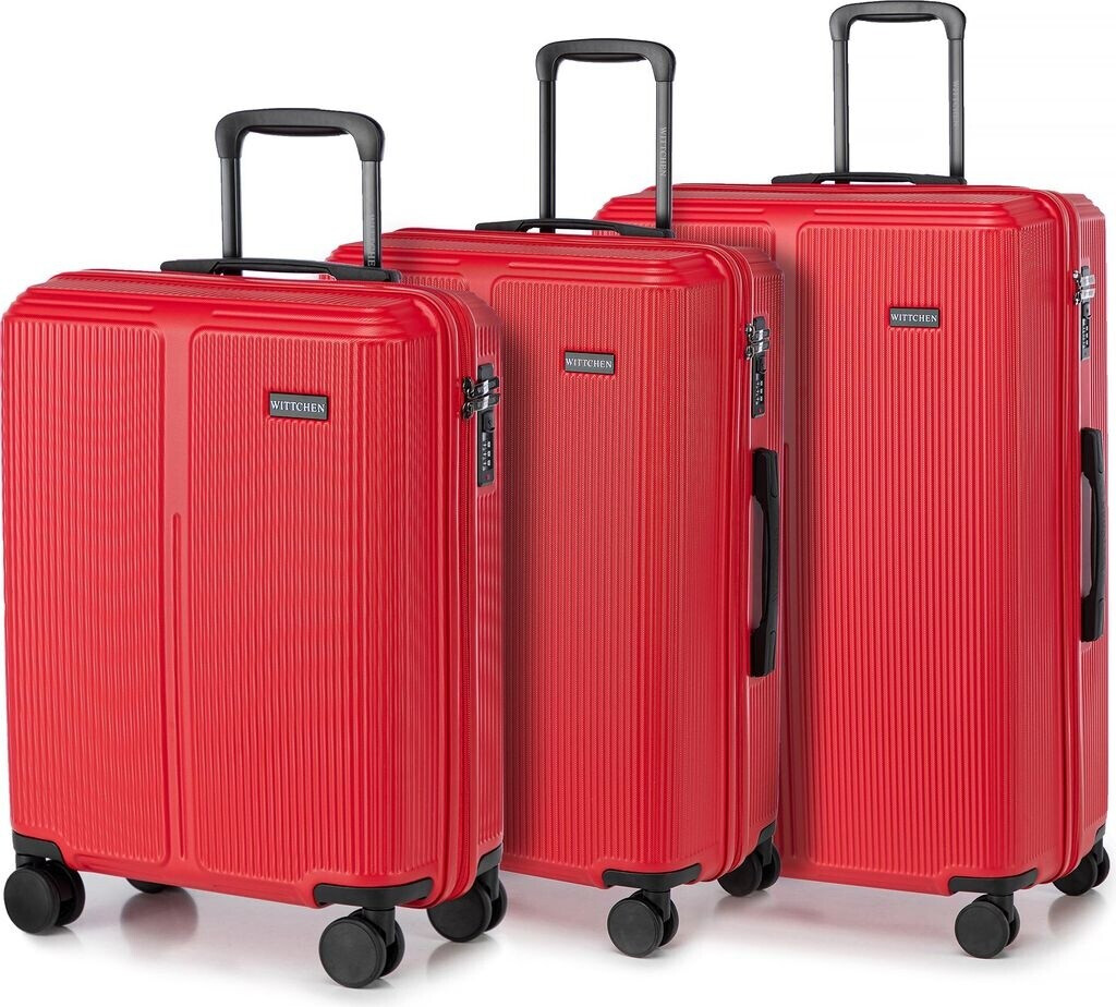 WITTCHEN GROOVE Line lijn Middelgrote koffer Lichte bagage Reiskoffer Harde bagage ABS Cijferslot Telescopisch handvat 4 zwenkwielen Maat M Zwart KLM/ Transavia/easyJet/Corendon Dutch Airlines