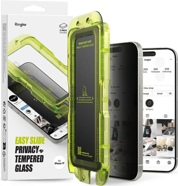 Ringke Sichtschutzglas mit Applikator für iPhone 17 Easy Slide Privacy 2 Stück