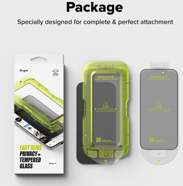 Ringke Sichtschutzglas mit Applikator für iPhone 17 Easy Slide Privacy 2 Stück, Bild 6
