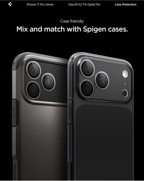 Spigen Glas für die Kamera für iPhone 17 Pro Max - 14 Pro Glas.tR Ez Fit Optik Pro 2-Pack Schwarz-Grau, Bild 13