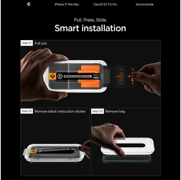Spigen Glas + Applikator für iPhone 17 Pro Max / 16 Pro Max Glas.tR EZ Fit Pro 1-Pack (AC), Bild 12