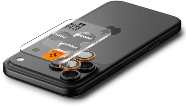 Spigen Glas für die Kamera für iPhone 17 Pro Max - 14 Pro Glas.tR Ez Fit Optik Pro 2-Pack Schwarz-Orange, Bild 5