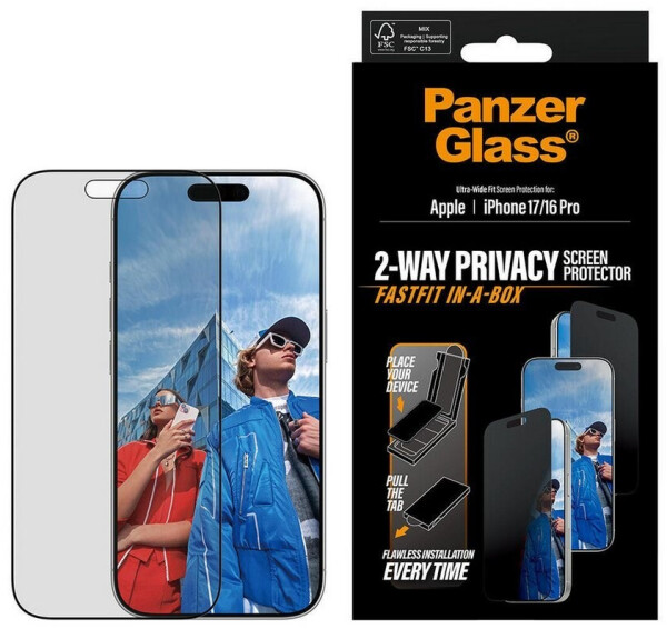 PanzerGlass Privacy Apple iPhone 17/16 Pro mit staubfreier Anwendungsbox, Bild 2