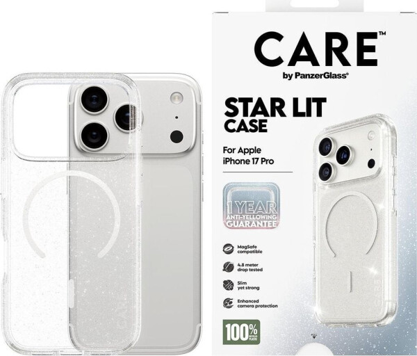 PanzerGlass CARE Hülle Apple iPhone 17 Pro Star Lit glitter/weiß MagSafe