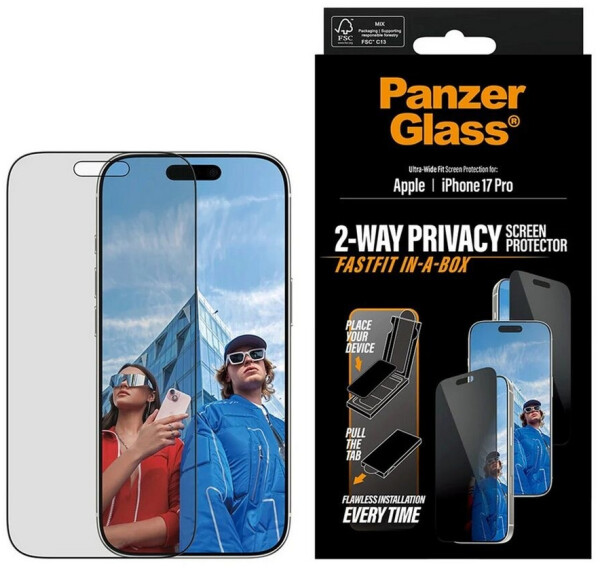 PanzerGlass Privacy Apple iPhone 17 Pro mit staubfreier Anwendungsbox, Bild 3