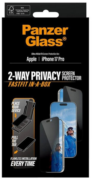 PanzerGlass Privacy Apple iPhone 17 Pro mit staubfreier Anwendungsbox, Bild 6
