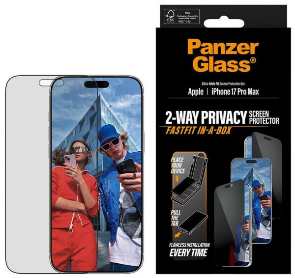 PanzerGlass Privacy Apple iPhone 17 Pro Max Pro mit staubfreier Anwendungsbox, Bild 2
