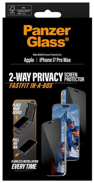 PanzerGlass Privacy Apple iPhone 17 Pro Max Pro mit staubfreier Anwendungsbox, Bild 3