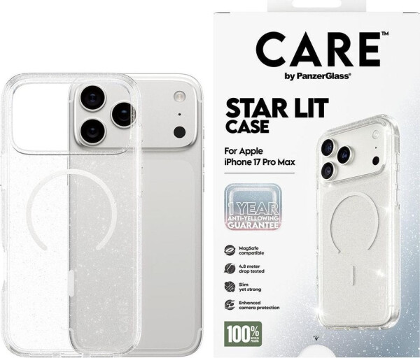 PanzerGlass CARE Hülle Apple iPhone 17 Pro Max Star Lit glitter/weiß MagSafe