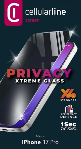 Cellular Line Xtreme Glass Privacy für Apple iPhone 17 Pro (61249) Schutzglas, Bild 2