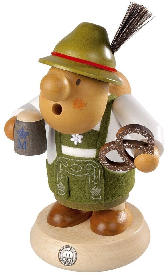 Müller Kleinkunst Brucia Incenso A Forma Di Caffettiera - 12 Cm, Originale Dei Monti Metalliferi, Fatto A Mano In Germania, Uomo Fumante