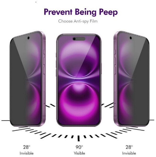 Protectorking 6x Blickschutz 9H Panzerglas für iPhone 17 Pro Anti-Spy Privacy Sichtschutz, Bild 4
