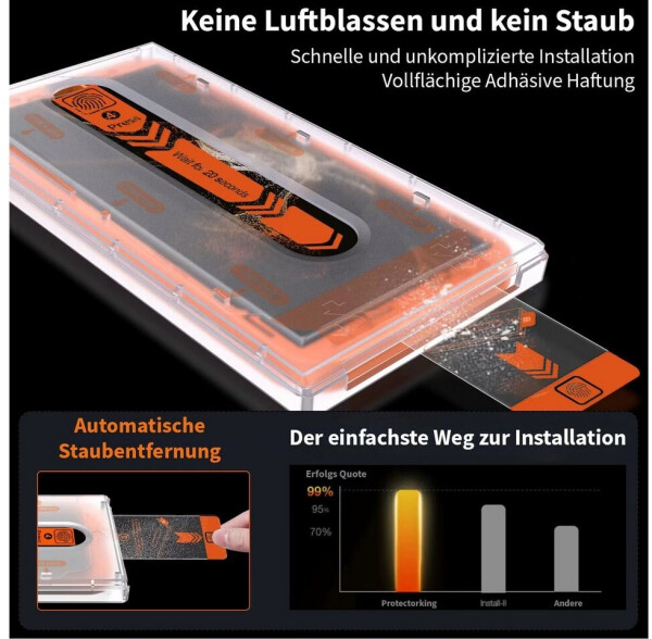 Protectorking 3x Blickschutz 9H Panzerglas für iPhone 17 Full Screen Montagehilfe Anti-Spy, Bild 3