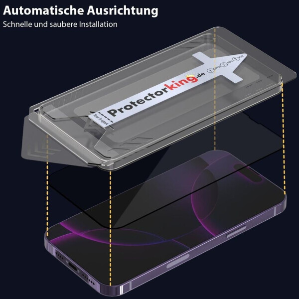 Protectorking 2x Blickschutz 9H Panzerglas für iPhone 17 Air Anti-Spy Privacy Montagehilfe Auto Dust Elimination, Bild 4