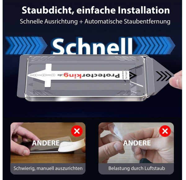 Protectorking 4x 9H Panzerglas für iPhone 17 Air HD KLAR Full-Screen Auto Dust Elimination, Bild 2
