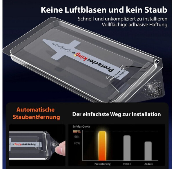 Protectorking 4x 9H Panzerglas für iPhone 17 Air HD KLAR Full-Screen Auto Dust Elimination, Bild 3